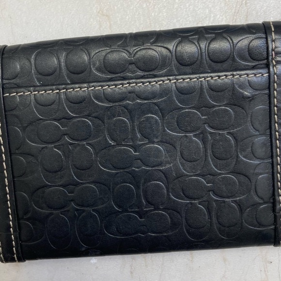 Coach vintage y2k black embossed leather mini c card holder unisex